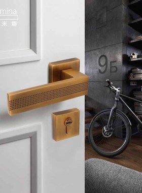 保尼卡门锁室内卧室房间北欧黑色门锁木门锁磁吸分体美式静音门锁