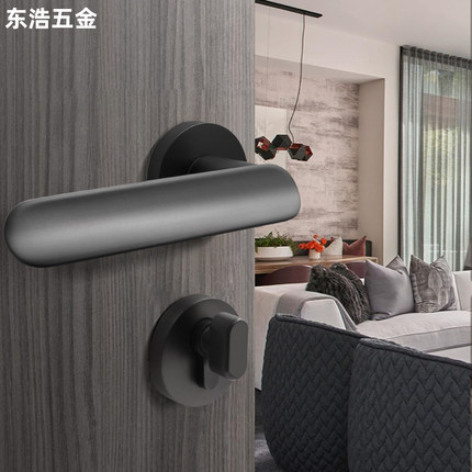 欧式家用通用枪灰室内卧室木门锁把手分体锁隐形门锁