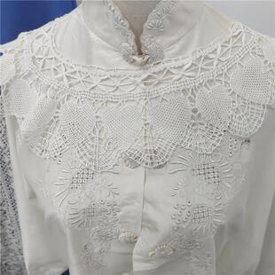 细线纯手工棒槌花边领子64*10cm白色棉质衣领镂空蕾丝假领子B101