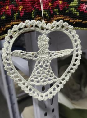 G116 手工钩针天使挂件10cm白色棉质 12个