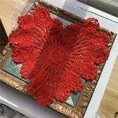 16×20cm 红色钩针心形盘垫 1片 E307