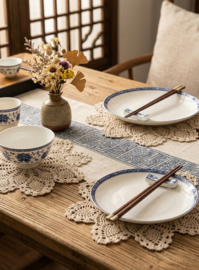 欧式时尚镂空细线手工钩织六角形万能盘垫百搭耐磨全棉垫4片 S306