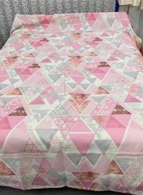 DZ169 粉色亚麻三角图案床单230*260cm