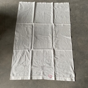 亚麻纯手工拖底绣工艺大面巾105 饰巾防尘巾A319 70cm简约北欧装