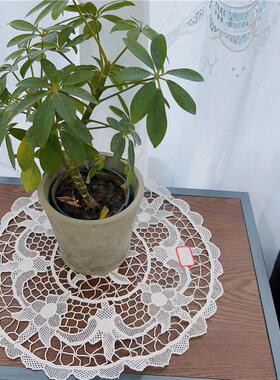 O235-3 满工万缕丝圆盘垫白色棉质37cm圆