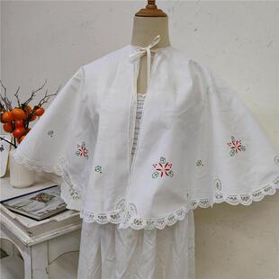 F224 有氧化 白色蕾丝绣花斗篷45cm宽