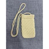 本色纯棉线手工钩针手机包复古服饰搭配配件斜挎包文艺收纳包N229