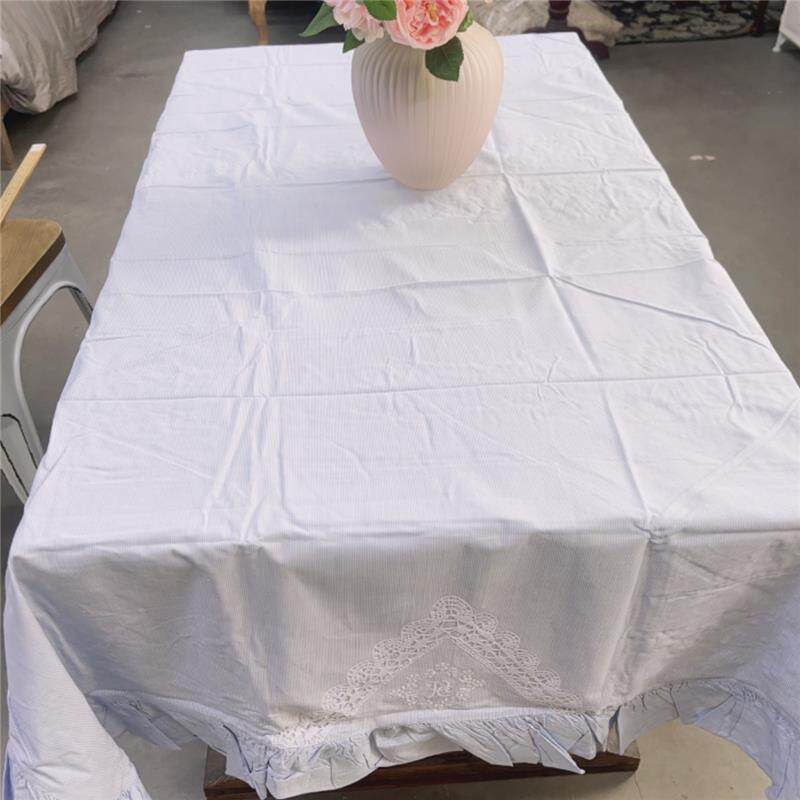 Q320 蓝色条纹长方桌布130*200