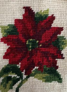 M331  绒绣10目绣片一品红 15×18cm 两片