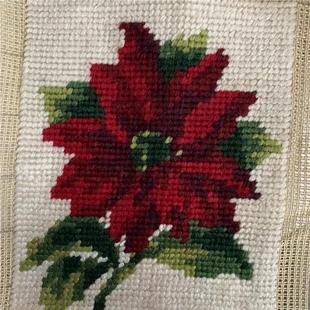 两片 15×18cm M331 绒绣10目绣片一品红