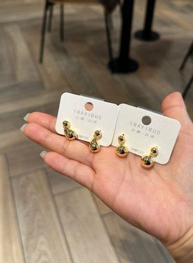 欧比雅比高级感复古精致简约百搭时尚温柔水滴球球耳环耳饰48236