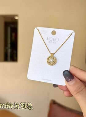 古丽古丽s925纯银新款项链小众设计感时尚复古八宝罗盘项链08550