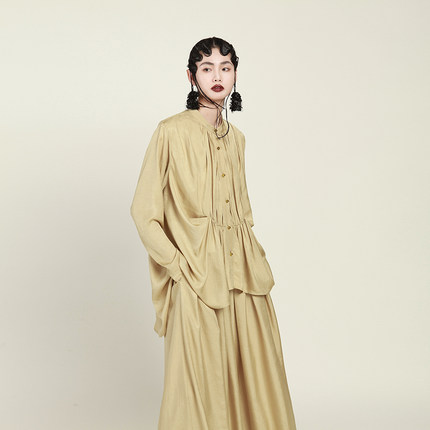 MIA HAN秋季新品女多种穿法中式立领设计感小众高级感衬衫薄外套