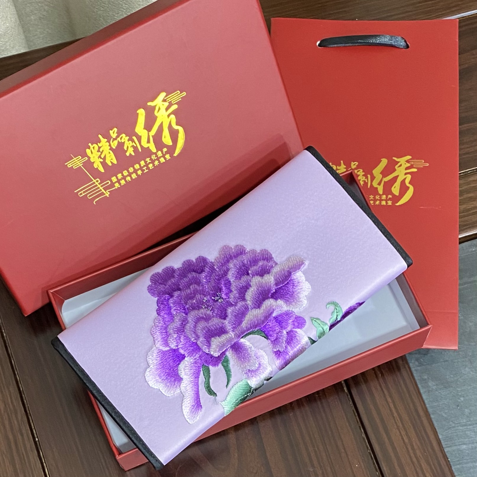 钱包中式苏绣手拿包卡包