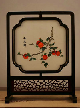 纯手工苏绣双面绣实木材质礼盒装