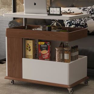 友宝尼小户型现代简约岩板边几可移动便捷岩板边几升降款岛台茶几