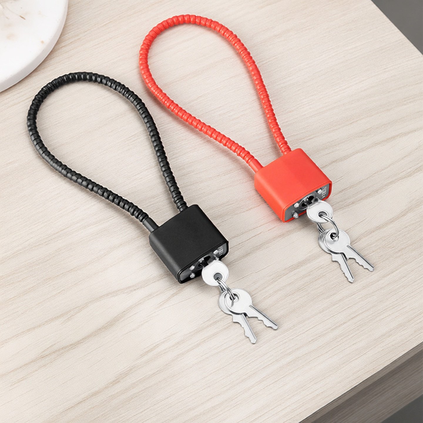 防盗钢丝锁绳锁自行车锁头加长冰箱锁扣软钢丝钢绳锁头盔锁钢缆锁