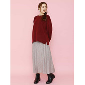 日单品牌秋冬新款 优雅百搭松紧腰细百褶格子印花半身裙女30895