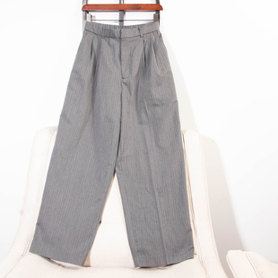 休闲裤 裤 女31384 简约干练气质竖条纹大直筒西装 日单品牌春秋新款