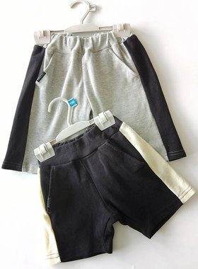 日单夏季新款童裤男松紧腰撞色拼接后面字母刺绣棉针织短裤10686