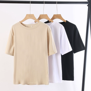 新品 棉T恤女8105 短袖 夏季 个性 圆领后背字母印花前光板基础款