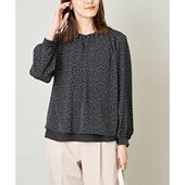 30606 雪纺衬衫 日单春秋新款 优雅气质百搭松紧百褶立领带内衬长袖