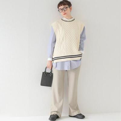 简约大方松紧腰西装休闲裤