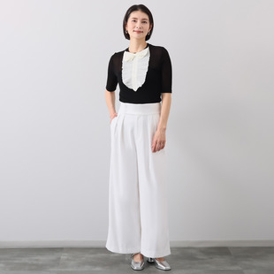 31410 休闲裤 日单春夏新款 优雅成熟气质斜金属扣松紧腰压褶阔腿裤