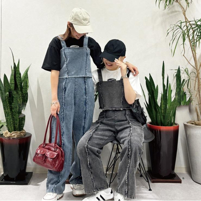 T恤牛仔后背松紧马甲牛仔裤套装