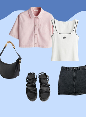 日单品牌春夏新款时尚洋气百搭一粒扣半松紧牛仔半身裙短裙26904