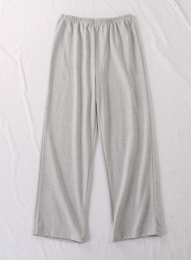 日单秋冬新款简单纯色松紧腰内里细毛圈休闲直筒裤家居裤22916