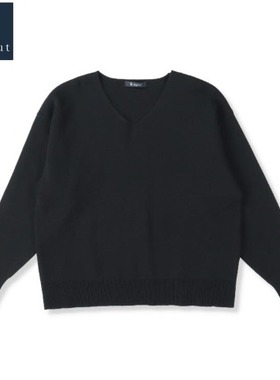 日单品牌秋冬新款简约时尚百搭鸡心领罗纹袖长袖毛衣针织衫28096