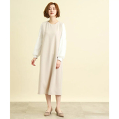 日单春秋新款 知性气质圆领后颈珍珠扣蕾丝长袖 拼接连衣裙女30792
