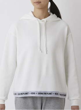 日单春秋新款简单纯色休闲百搭连帽字母下摆棉毛圈卫衣女25221