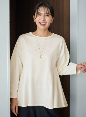 日单秋冬新款甜美减龄圆领后颈一粒扣娃娃衫下摆磨毛卫衣31541