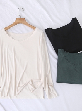 春季新款简约百搭桃心领薄款纯色修身弹力长袖T恤针织打底衫13824