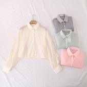 日单品牌CHIP春夏新款 27026 防晒衫 少女感系扣袖 开口系带透视衬衫