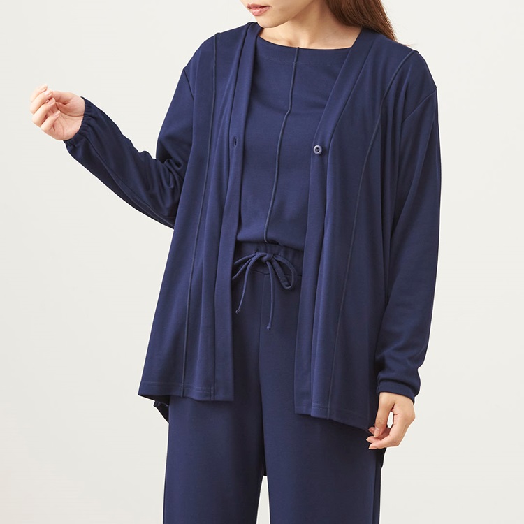 亲肤舒适松紧腰开衫家居服外套女