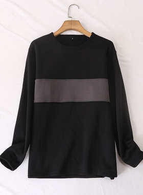 日单品牌秋冬新款休闲百搭圆领撞色拼接薄绒长袖卫衣男女28360