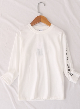 日单童装ANAP春秋简单纯色百搭圆领袖子字母长袖棉T恤打底衫27117