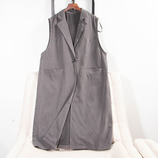 领一粒扣中长款 西装 马甲2色女29924 百搭宽松大码 日单品牌春夏新款