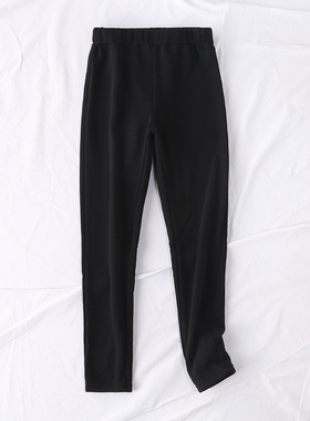 日单秋冬新款简单百搭松紧腰修身加绒亲子裤打底裤小脚裤女18107