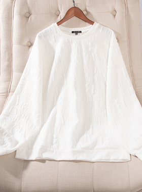 日单春秋新款休闲时尚圆领字母立体纹理长袖卫衣大码男女25435