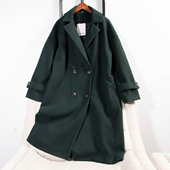 时尚 日单品牌冬季 新款 洋气百搭翻领双排扣厚重感呢子大衣女31809