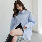 时尚 有范宽松大版 翻领口袋男友风长袖 日单品牌春秋新款 衬衫 31276