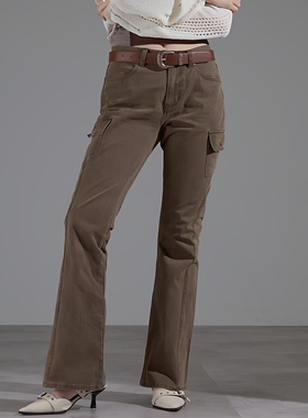 日单潮牌秋季新款潮范百搭时尚显身材水洗棉微喇叭牛仔裤30905