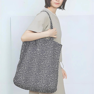 日单品牌简约大方通勤百搭大容量印花手提包单肩包女帆布包30750