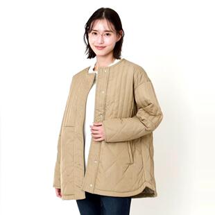 日单品牌秋冬季新款简约优雅百搭按扣绗线薄棉服棉衣外套女28335