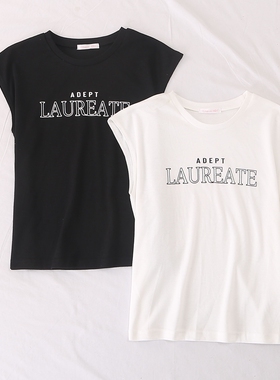 日单童装品牌夏季新款休闲百搭圆领字母印花宽松无袖T恤上衣26576