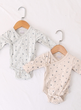 欧美单品牌春夏新款婴幼儿童装交叉领按扣棉包臀短裤连体衣28302